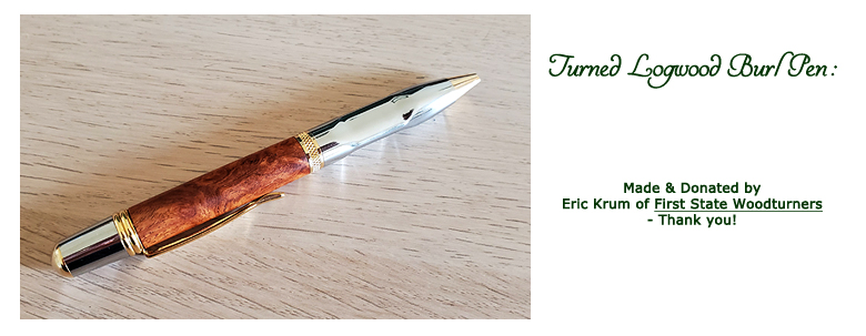 Win this turned Logwood pen at the 2019 Hearne Hardwoods Open House