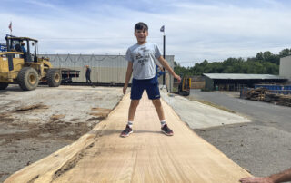 cutting a 30 foot white oak log at Hearne Hardwoods Inc.