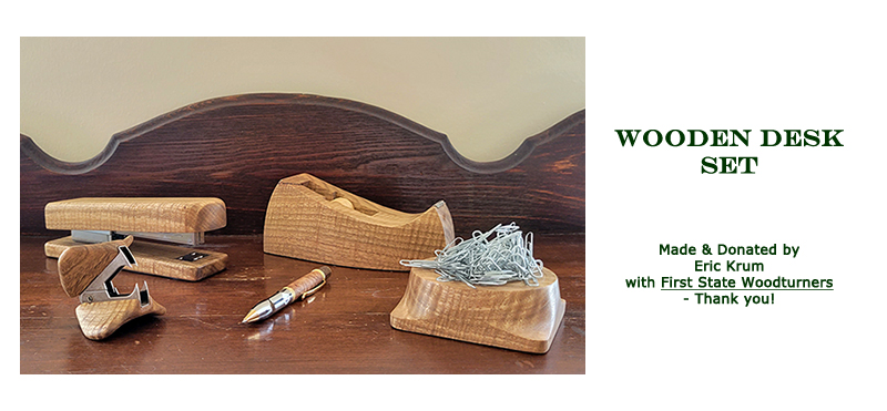 Win this desk set, made and donated by Eric Krum at the 2021 Hearne Hardwoods Open House