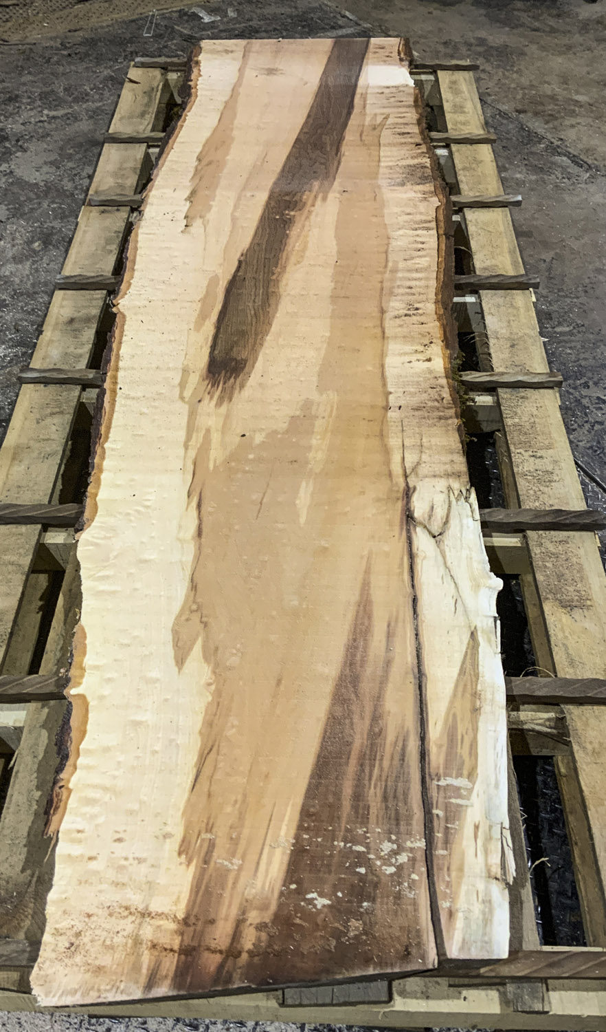 Heartwood in Maple is considered "undesirable" by many... but check out these amazing slabs we cut this week - the contrast between the heart and sap is so wild it almost looks like paint.