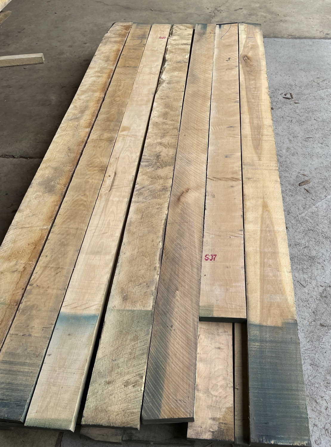 New stock of 5/4 flame birch lumber at Hearne Hardwoods Inc.