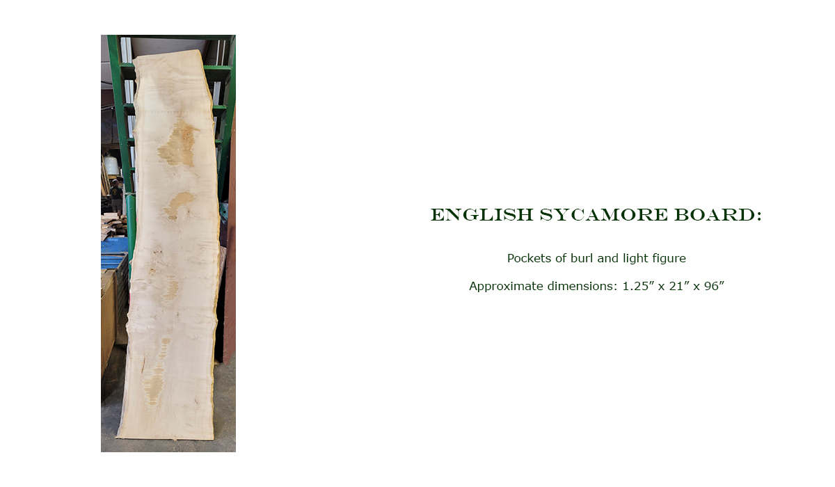 Win this English Sycamore Board at the 2022 Hearne Hardwoods Open House